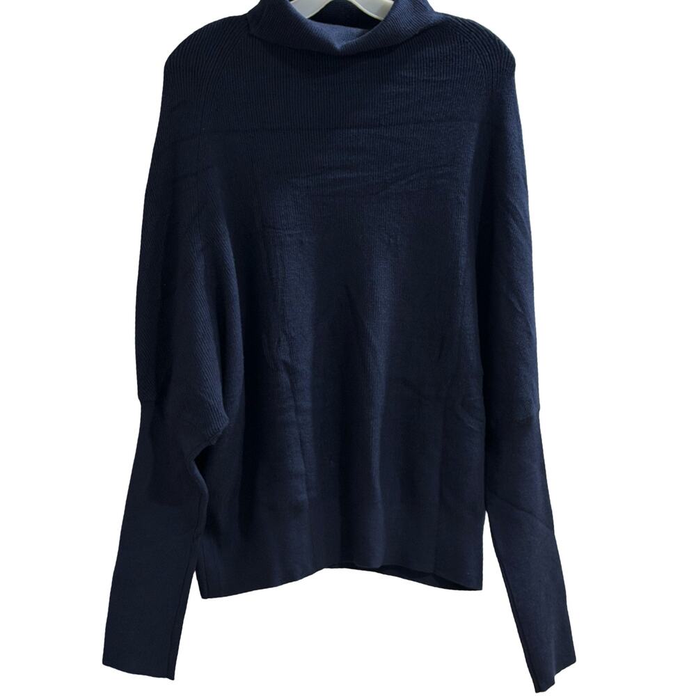 PRETTYGARDEN Navy Turtleneck Batwing Dolman Sleeve Sweater Women’s M NWT